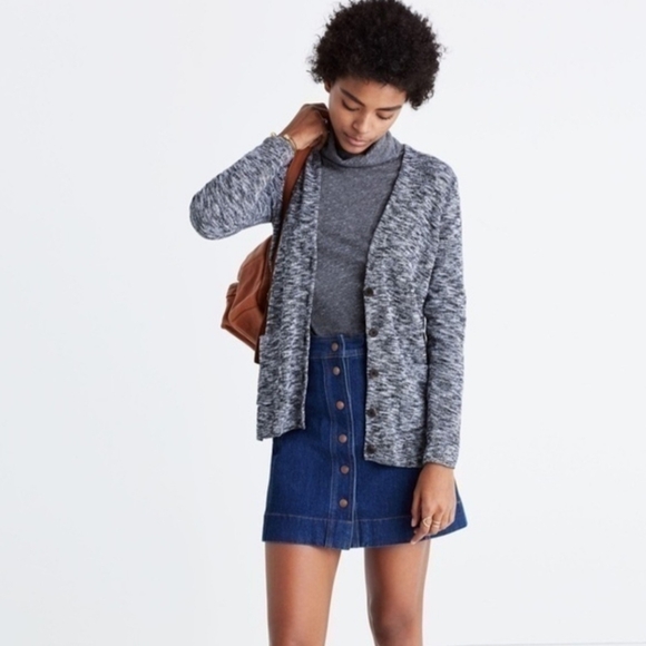 Madewell 'Fieldwalk Cardigan' Button Sweater Heather Marl Gray, Women's Size L - Picture 2 of 9